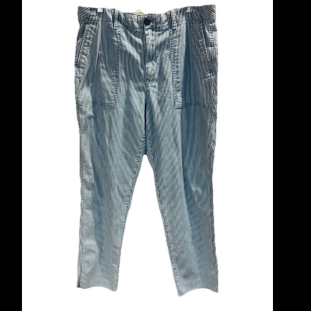 Gap Straight Khaki Indigo and White Striped Pants Size 8